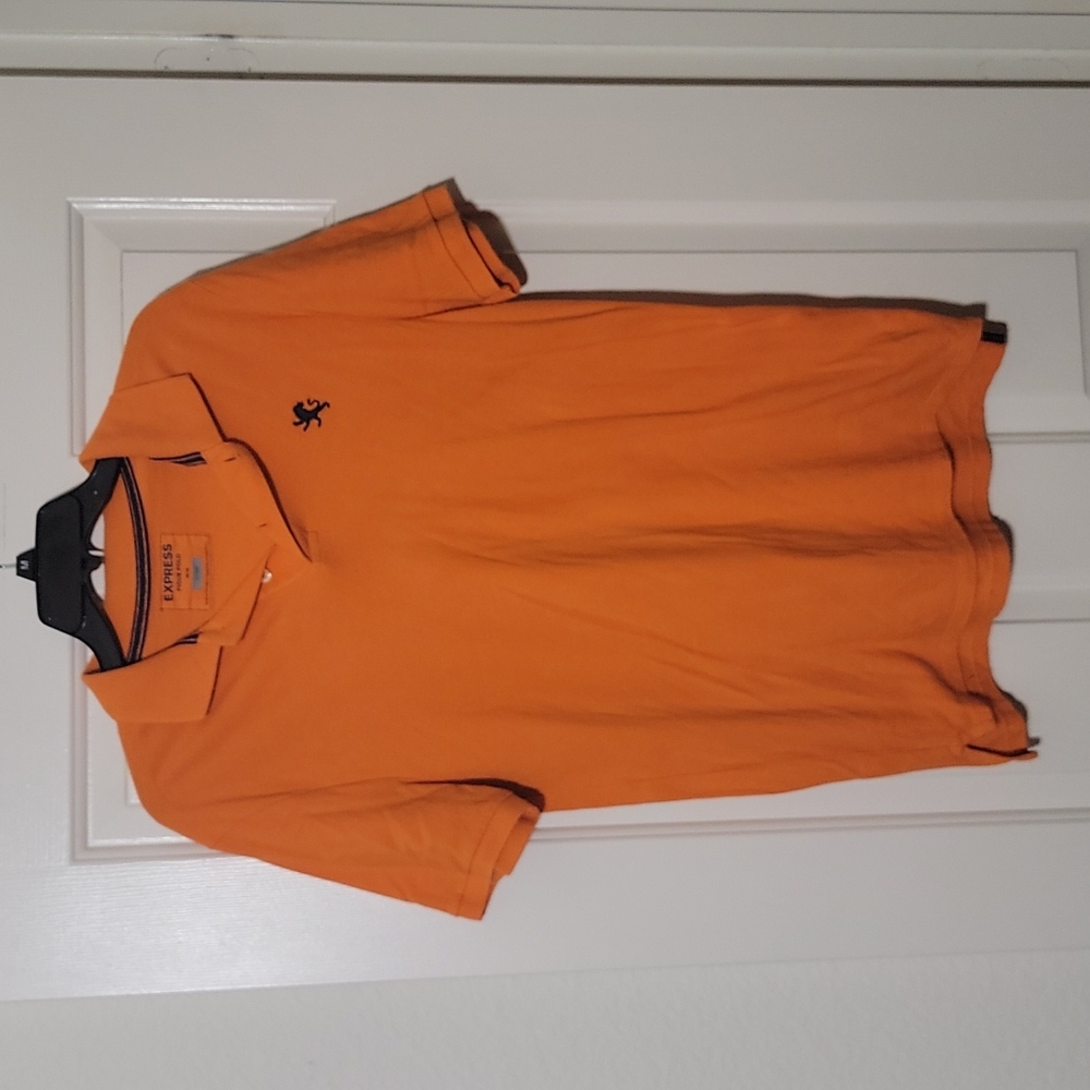 🔵 Express Mens Orange Polo - Size M Fitted